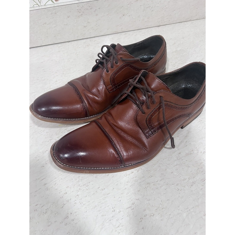 Stacy Adams Mens Dickinson 25066-221 Brown Leather Oxford Dress Shoes Size 12M